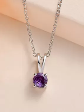 0.50 Carat Solitaire Amethyst Pendant Necklace For Women