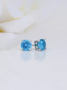 1 Carat Blue Topaz Solitaire Studs