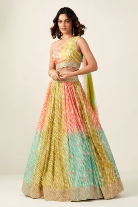 30Z287-RO Multi Color lehenga Set With Resham & Mirror Work