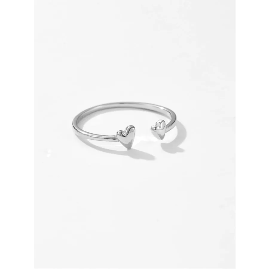 925 Sterling Silver Heart Open Ring