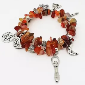 AVBeads Gemstone Beaded Charm Bracelet Wicca and Pagan Jewelry Bangle Wrap Agate