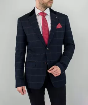 Connall Navy Sim Fit Tweed Style Blazer