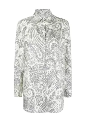 Etro Paisley Print Silk Shirt - Black/ White