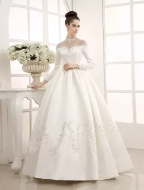 Ivory Wedding Dress/Ball Gown With High Collar Applique Exclusive