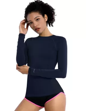 Long Sleeve UPF 50 Rashguard darknavy_yogastudio