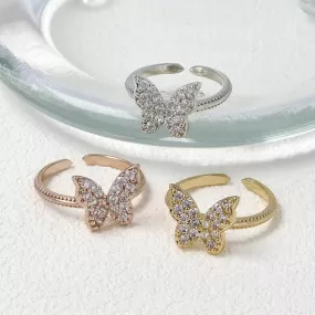 Pave Butterfly Open Ring