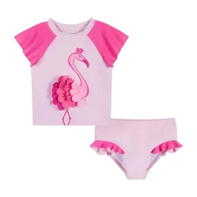 Short Sleeve Rashguard Set | Pink Flamingo