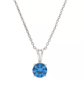 Swiss Blue Solitaire Pendant With Chain