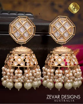 ‘Tyaani’ inspired Polki Jhumki - Pearls