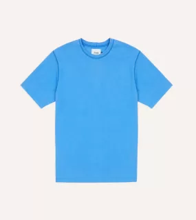 Washed Blue Cotton Crew Neck Hiking T-Shirt